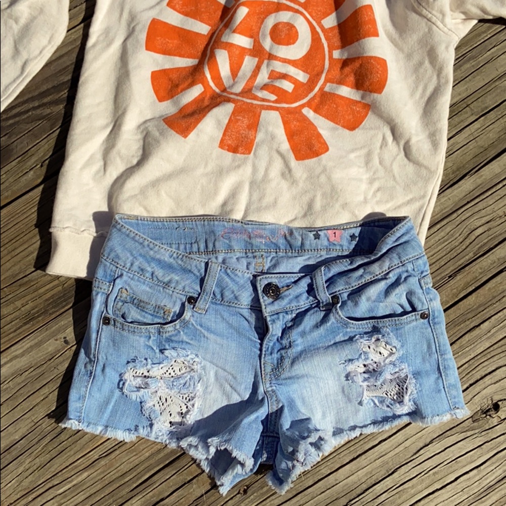 Lace Jean Cutoff Shorts Size 1